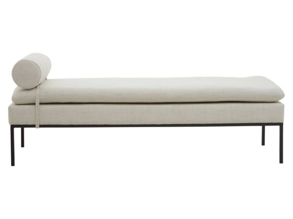 Hayden Natural Linen Textured Iron Frame Day Bed