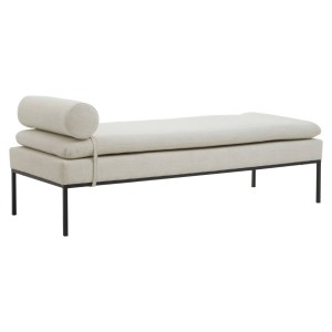 Hayden Natural Linen Textured Iron Frame Day Bed