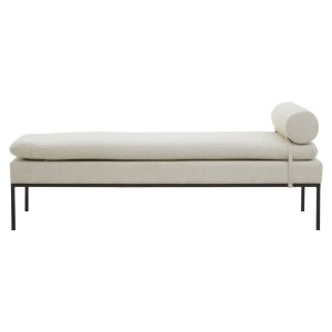 Hayden Natural Linen Textured Iron Frame Day Bed