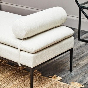 Hayden Natural Linen Textured Iron Frame Day Bed