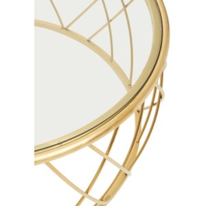 Arron Gold Round Coffee Table with Clear Glass