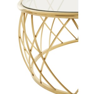 Arron Gold Round Coffee Table with Clear Glass