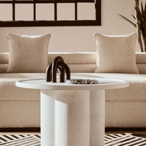 Milla Whitewash Mango Wood Column Detail Coffee Table
