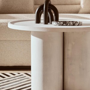 Milla Whitewash Mango Wood Column Detail Coffee Table