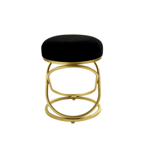 Black Velvet Rizzo Stool with Gold Legs