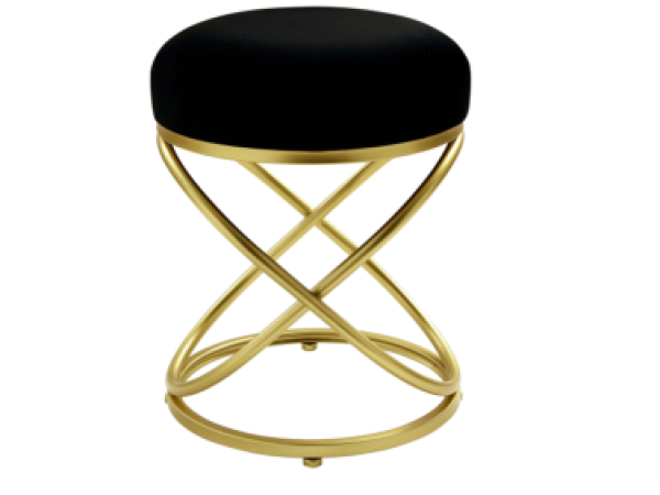 Black Velvet Rizzo Stool with Gold Legs