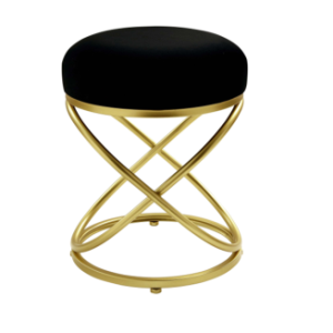 Black Velvet Rizzo Stool with Gold Legs