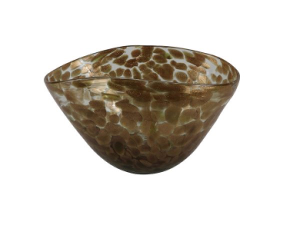 18.5cm Clear and Gold Decorative Handmade Glass