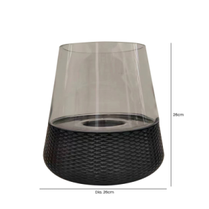 30cm Black & Clear Glass Candle Holder