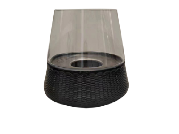 30cm Black & Clear Glass Candle Holder