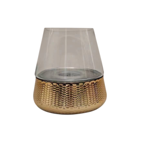 30cm Gold & Clear Glass Candle Holder