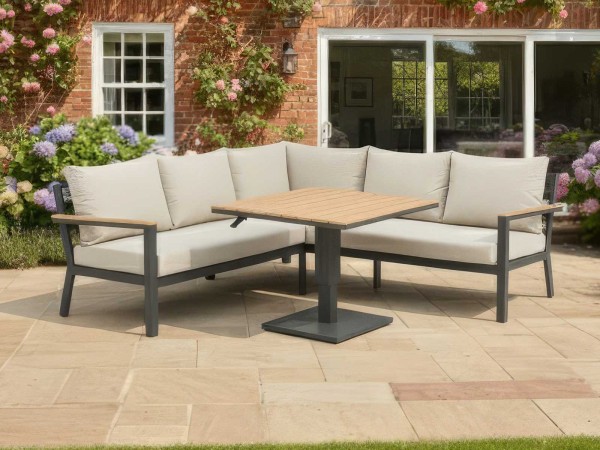 Nova - Heidi Corner Sofa Dining Set with Square Rising Table and Footstools