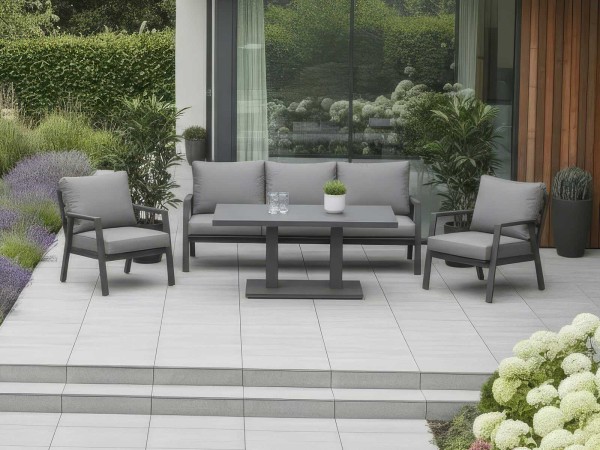 Nova - Phoenix 3 Seater Sofa Dining Set with Rectangular Rising Table - Grey