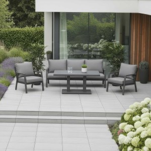 Nova - Phoenix 3 Seater Sofa Dining Set with Rectangular Rising Table - Grey