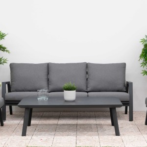 Nova - Phoenix 3 Seater Sofa Set with Rectangular Coffee Table - Grey