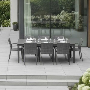 Nova - Phoenix 8 Seat Rectangular Dining Set - Grey