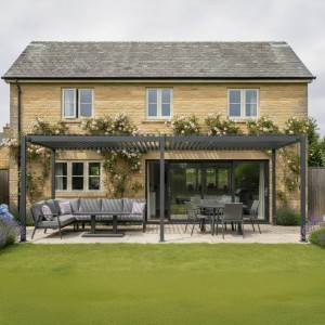 Nova - Phoenix L-Shaped Corner Sofa Dining Set with Rectangular Rising Table - Grey