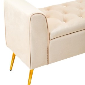 Larin Stone Velvet Ottoman Storage Bench