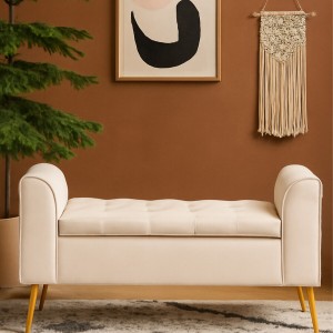 Larin Stone Velvet Ottoman Storage Bench