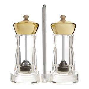 Bailey Gold Salt And Pepper Mill Set On Stand