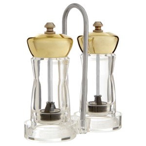 Bailey Gold Salt And Pepper Mill Set On Stand