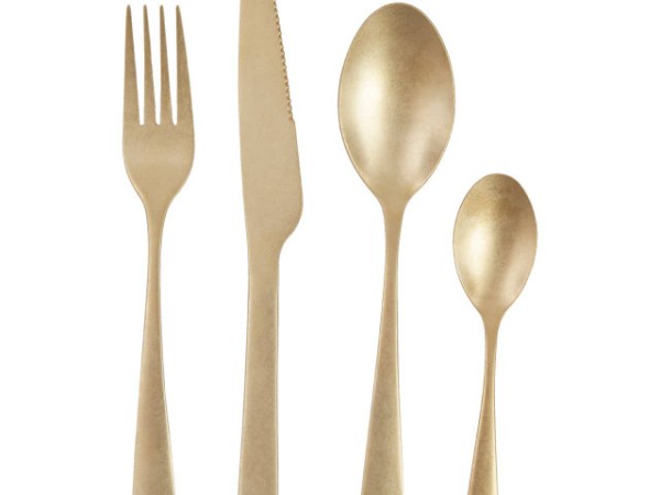 Aria 16 Piece Antique Gold Cutlery Set