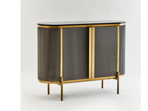 Dante Grey Two Door Sideboard with Black Marble Top