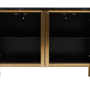 Dante Grey Four Door Sideboard With Black Marble Top