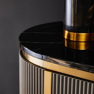 Dante Grey Four Door Sideboard With Black Marble Top