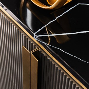 Dante Grey Four Door Sideboard With Black Marble Top