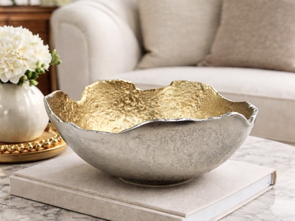 Darcy Small Nickel and Gold Finish Bowl