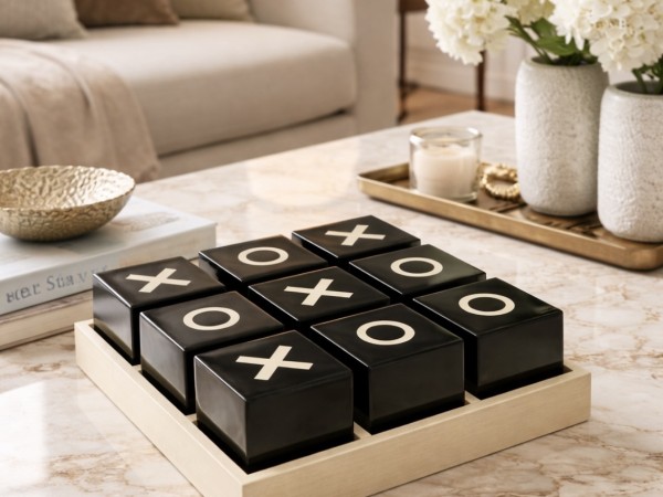 Beckford Games Small Black and White Noughts & Crosses Game