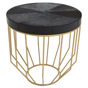 Chelsea Townhouse Hair on Leather Round Side Table