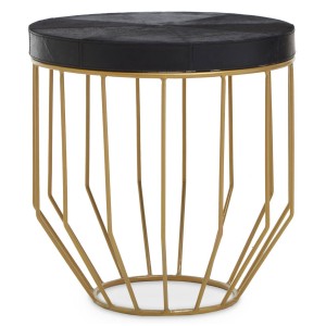 Chelsea Townhouse Hair on Leather Round Side Table
