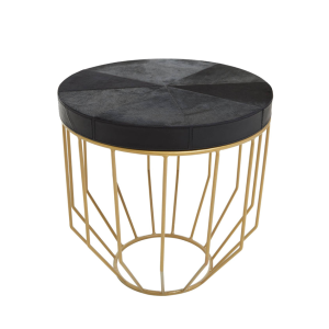 Chelsea Townhouse Hair on Leather Round Side Table