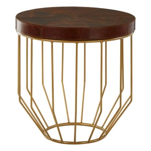 Chelsea Townhouse Side Table - Tan Leather