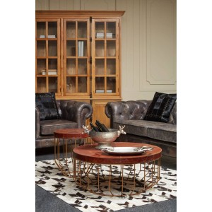 Chelsea Townhouse Side Table - Tan Leather