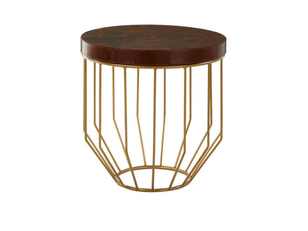 Chelsea Townhouse Side Table - Tan Leather