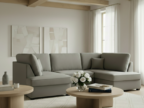 Skyler Sofa Plush Grey U Shape Corner