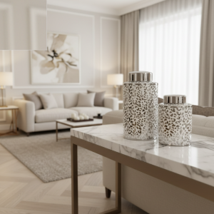 Large Silver Leopard Print Jar