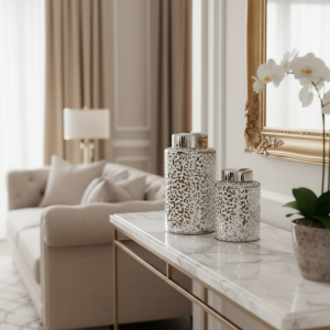 Large Silver Leopard Print Jar