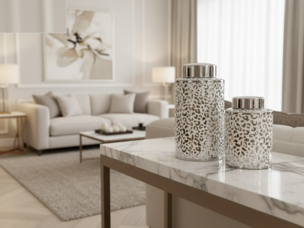 Small Silver Leopard Print Jar