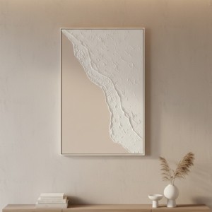 Astra Canvas Natural And White Textured Plaster Wall Art