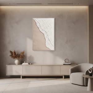 Astra Canvas Natural And White Textured Plaster Wall Art