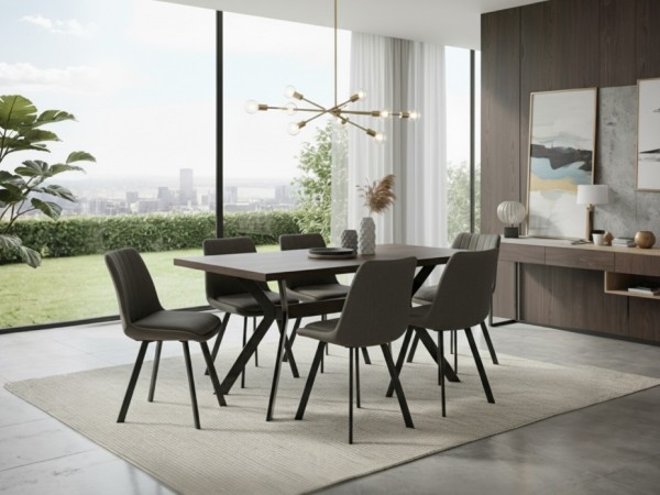Mavia Rectangle Dining Table with 6 Chairs Set