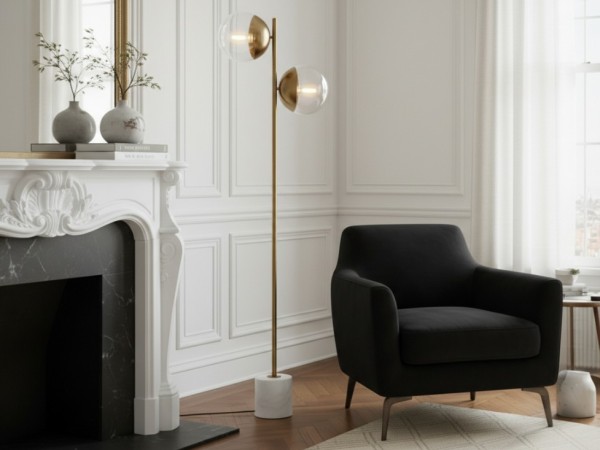 Revel Two Light Gold Finish Floor Lamp