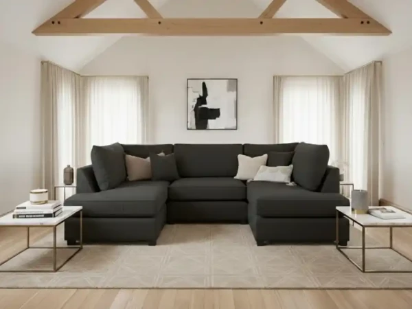 Skyler Classic Sofa Black U Shape Corner