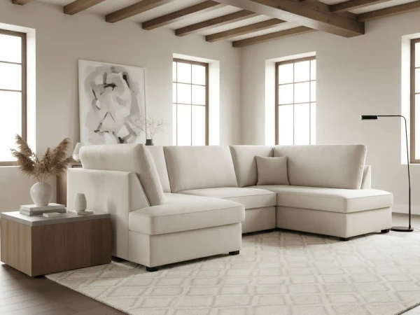 Skyler Sofa Plush Beige U Shape Corner
