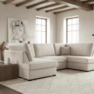 Skyler Sofa Plush Beige U Shape Corner