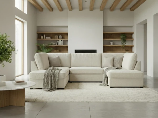 Skyler Sofa Boucle Beige U Shape Corner